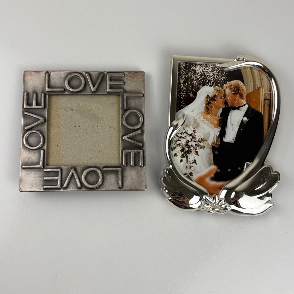 Set Of 2‎ Rogers & Glory Land Silver Plate/Tone VTG Picture Frames Love Wedding